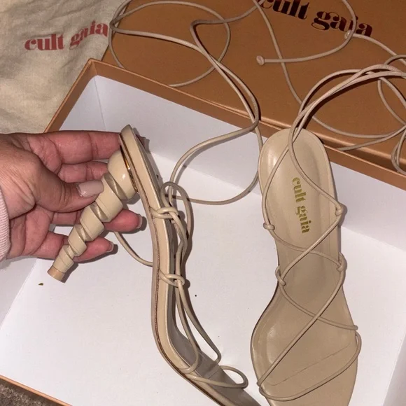 Cult Gaia Women's Cream Strappy Sandals - Picture 2 of 6